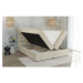 Béžová čalúnená dvojlôžková posteľ s úložným priestorom s roštom 140x200 cm Rico – Ropez