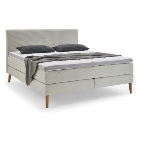 Béžová čalúnená dvojlôžková posteľ 180x200 cm Linea - Meise Möbel