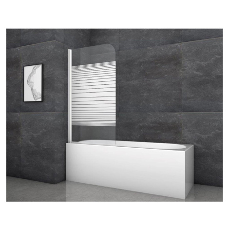 Aurlane Skladacia vaňová zástena White Stripes 1 biela 80 cm x 140 cm 1-krídlová