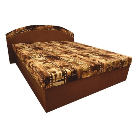 Manželská posteľ, s molitánovými matracmi, hnedá/vzor, PETRA Tempo Kondela