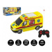 Auto RC ambulancie plast 20cm na diaľkové ovládanie 27MHz na batérie so svetlom v krabici 28x13x