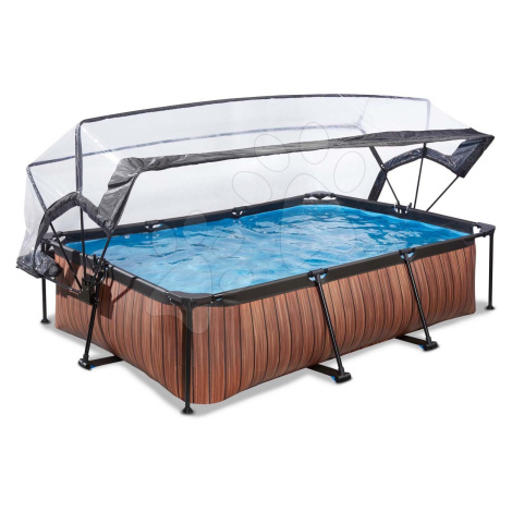 Bazén s krytom a filtráciou Wood pool Exit Toys oceľová konštrukcia 300*200*65 cm hnedý od 6 rok