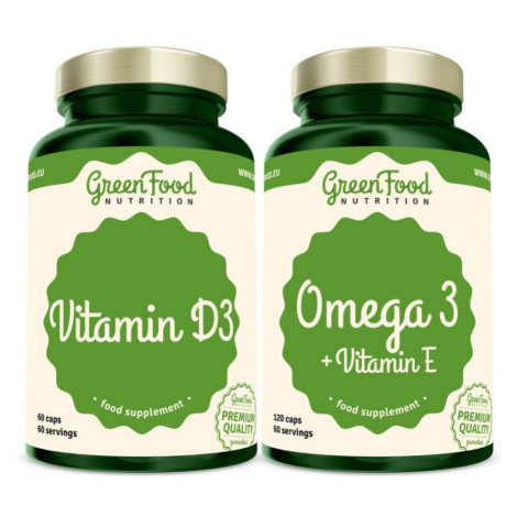 GREENFOOD NUTRITION Omega 3 + vitamín E 120 kapsúl + vitamín D3 60 kapsúl