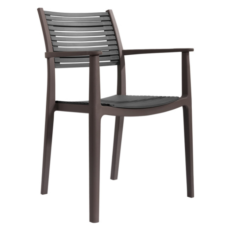 Stohovateľná stolička, hnedá/sivá, HERTA Tempo Kondela