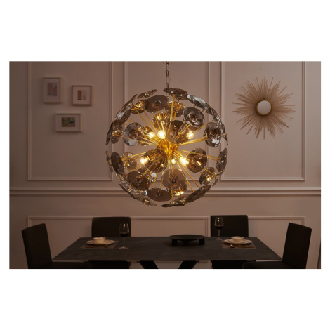 Estila Dizajnový art-deco luster Nebulosa v tvare gule so zlatou kovovou konštrukciou a 48 sklen