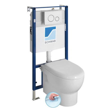SAPHO - Závesné WC ABSOLUTE Rimless s podomietkovou nádržkou a tlačidlom Schwab, biela 10AB02002