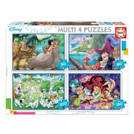 Puzzle Multi 4 Disney Educa 50-80-100-150 dielov od 5 rokov