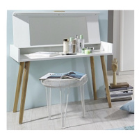 Toaletný / písací stolík so zrkadlom Kolding, biely/jaseň%