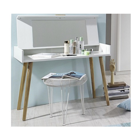 Toaletný / písací stolík so zrkadlom Kolding, biely/jaseň% Asko