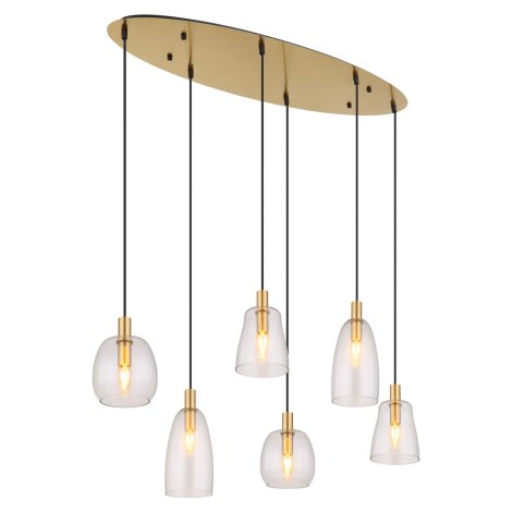GLOBO Závesné svietidlo GARRI mosadzná/číra E14 40 W 970 x 325 x 1300 mm