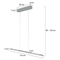 Závesné svietidlo LED Bande, hore/dole, oceľ, 120 cm, CCT, stmievač