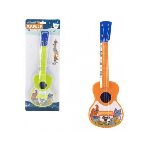 Ukulele / gitara plast 40cm s trsátka Zvieratká a ich kapela na karte - výber 2 farby