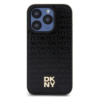 DKNY PU Leather Repeat Pattern Stack Logo Magsafe Apple iPhone 14 Pro DKHMP14LPSHRPSK Black