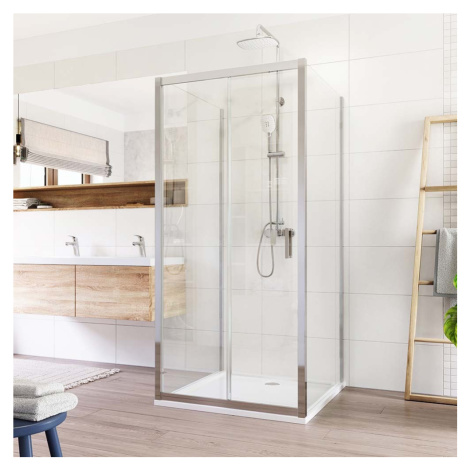 Mereo Sprchovací kút, Lima, štvorec do priestoru U, zasúvací, 100x100x100 cm, chróm ALU, sklo Čí