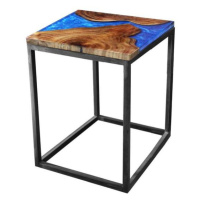Sconto Odkladací stolík RESIN 40x40 cm, modrá/sivá