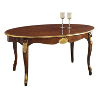 Estila Luxusný rustikálny oválny jedálenský stôl Pasiones z vyrezávaného masívu s kovovu výzdobo