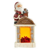 Dekorácia MagicHome Vianoce, Santa s kozubom, 9 LED, 3xAA, keramika, 27,50x19x51 cm