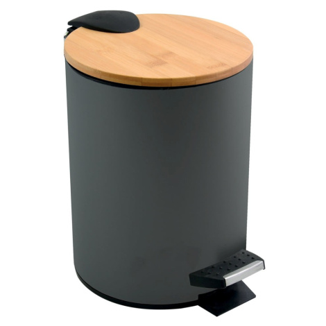 Tmavosivý nášľapný oceľový odpadkový kôš 3 l Adonis – Spirella