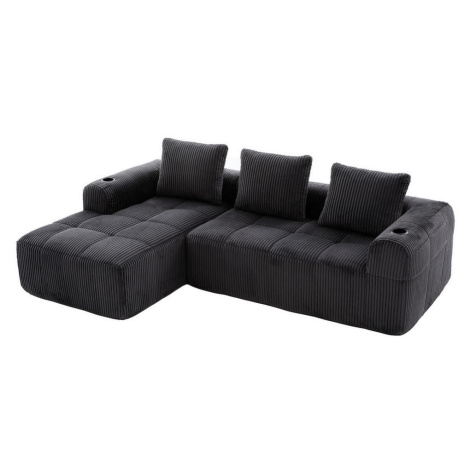 Redom SEDACIA súprava 253/158/61 cm s DIY modulmi, bočnými vreckami a držiakmi na nápoje, tmavos