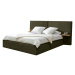 Tmavozelená čalúnená dvojlôžková posteľ s úložným priestorom s roštom 160x200 cm Blandine – Bobo