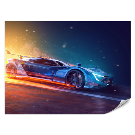 Muralo FOTOTAPETA Pre Študentskú Izbu Futuristické Športové Auto Neón 150 x 105 cm