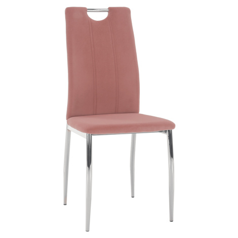 Jedálenská stolička, ružová Velvet látka/chróm, OLIVA NEW Tempo Kondela