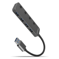 AXAGON HUE-MSA 4x USB3.2 Gen 1 SWITCH hub, metal, micro USB power IN, 20cm USB-A cable