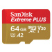 SANDISK 214500 EXTREME PLUS MICROSDXC 64GB + SD ADAPTER 200MB/S, 90MB/S A2 C10 V30 UHS-I U8