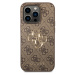 Guess PU 4G Metal Logo Zadný Kryt pre iPhone 15 Pro Brown