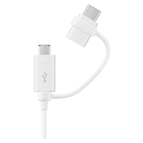 Kábel Samsung Combo EP-DG930DWE, USB-A na microUSB/redukcia USB-C, 1.5m, biely (Bulk)