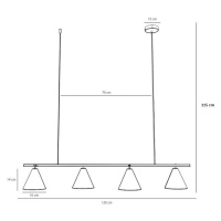 Závesné svietidlo Form 4, kov, kužeľ, 4 svetlá, čierna