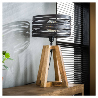 Stolová lampa Crossround s drevenou trojnožkou