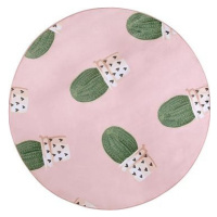 Okrúhly koberec vzor kaktus, priemer 120 cm ružový ELDIVAN, 317497