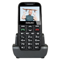 EVOLVEO EasyPhone XD, mobilný telefón pre dôchodcov s nabíjacím stojančekom (čierna farba)