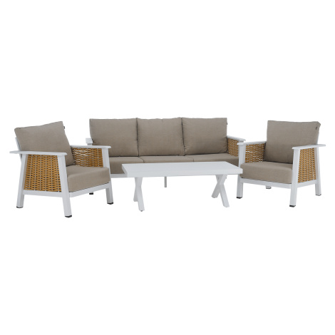Záhradný 4-dielny set, svetlohnedá/biela/hnedá, aluminium, BABAK Tempo Kondela