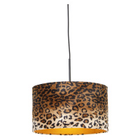 Moderné závesné svietidlo čierne s tienidlom leopard 35 cm - Combi
