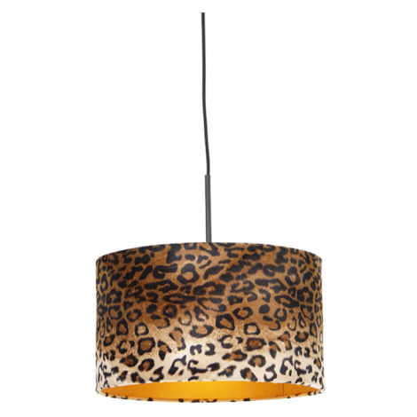 Moderné závesné svietidlo čierne s tienidlom leopard 35 cm - Combi QAZQA