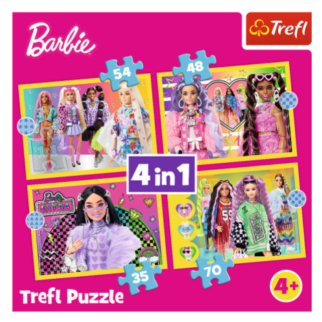 Trefl Puzzle 4v1 - Šťastný svet Barbie / Mattel, Barbie