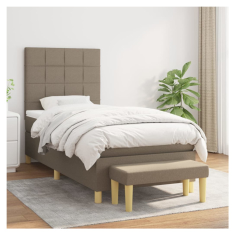 vidaXL Posteľný rám boxspring s matracom sivohnedý 90x190 cm látka