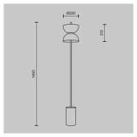 Stojacia lampa Maytoni LED Kyoto, čierna, výška 145 cm, mramor