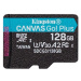 Kingston MicroSDXC karta 128GB Canvas Go! Plus, R:170/W:90MB/s, Class 10, UHS-I, U3, V30, A2