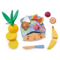 Drevená doska s tropickým ovocím Tropical Fruit Chopping Board Tender Leaf Toys s nožom na krája