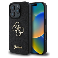 Guess Fixed Glitter 4G Metal Logo Kryt pre iPhone 16 Pro Max, Čierny