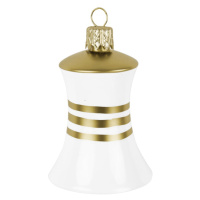Súprava 3 sklenených vianočných ozdôb v tvare zvončeka v bielo-zlatej farbe Ego Dekor