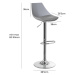 Sivé barové stoličky s nastaviteľnou výškou z imitácie kože v súprave 2 ks (výška sedadla 56,5 c