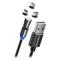 Colorway Nabíjací Kábel 3v1 Lightning+MicroUSB+USB-C/ Magnetic/ 2.4A/ Nylon/ Magnetic Rotation 5
