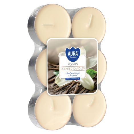 AURA Candles Maxi vonná čajová sviečka Vanilla pr. 5,7 cm, 6 ks
