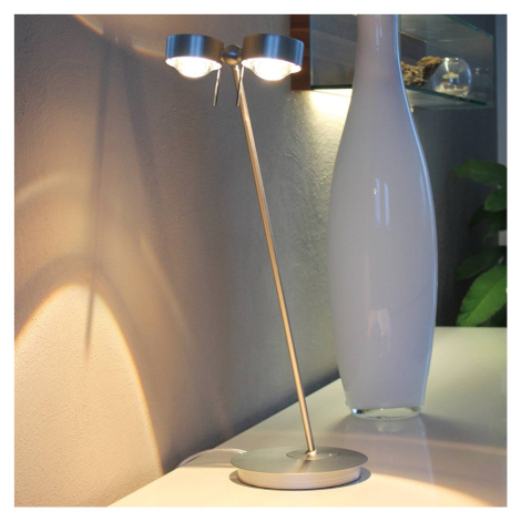 2-svetelná stolová lampa PUK TABLE, matný chróm TOP-LIGHT