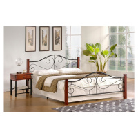 HALMAR Violetta 140 kovová manželská posteľ s roštom čerešňa antická / čierna