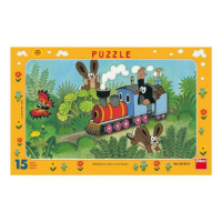 Puzzle doskové Krtko a lokomotíva 29,5x19cm 15 dielikov